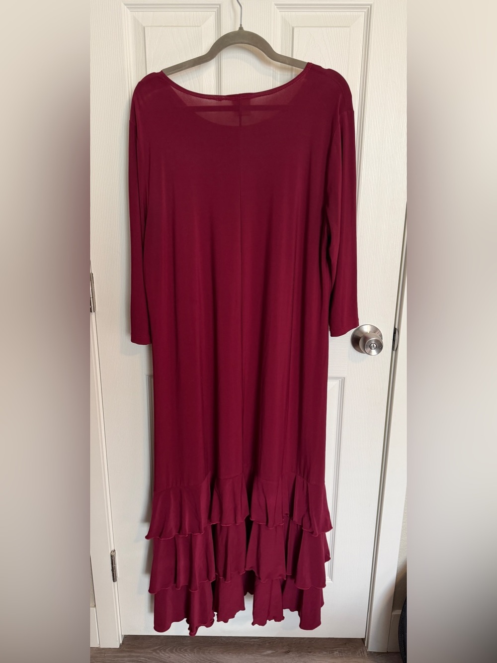 Zadie B Burgundy Ruffle Hem Midi Dress 2X Plus Size Flowy Layering Boho - Picture 5 of 5